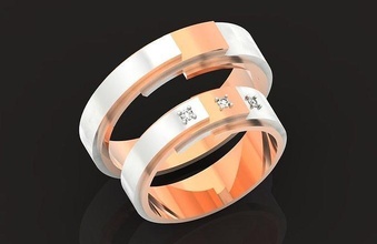 modern pair wedding rings metals engagement 227 diamond woman female man fidanzamento ring 3d gold creative design trendy jewelry 3d print model - Mito3D