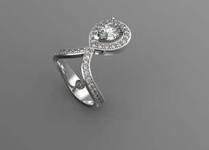 modern armut şekil düşürmek hale nişan yüzük takı elmas solitaire aşk gümüş altın platin lüks düğün mücevher yazdırılabilir yüzükler 3d print model - Mito3D