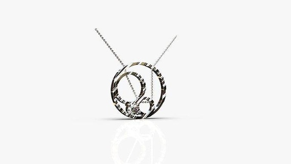 moderne pendentif d'or gemme diamant imprimable bijoux or impression jeter mode argent lux style art élégance pendentifs 3d print model - Mito3D