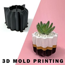 modern planter pot mold mould 3dprint concrete pla vase cement pour diy handmade minimalist geometric decor hobby 3d print model - Mito3D