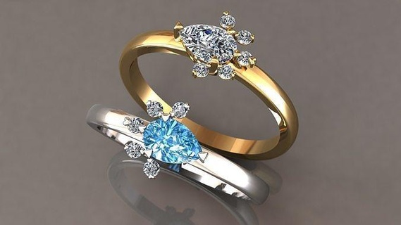 modern ring jewelry luxury platinum shining gem wedding gold elegant silver printable diamond brilliant fashion beauty rings 3d print model - Mito3D