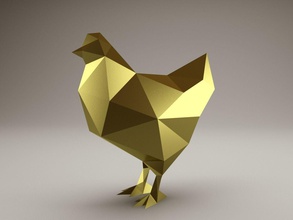 modern sculpture of chicken metal statue animal lowpoly figure decor decoration tabletop classy style nature art sculptures 3d print model - Mito3D