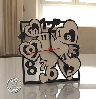 moderno mesa corazón reloj hogar casa pared hora decoración marcar diseño impresión mueble 3d print model - Mito3D