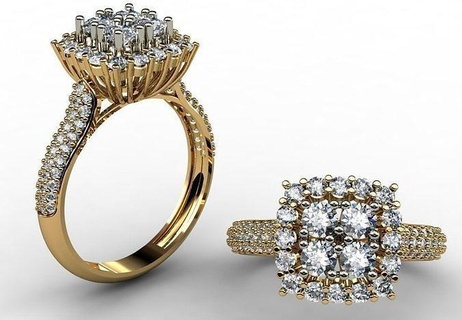 modern women rings diamond model jewelry ring printable gold silver engagement wedding brilliant fashion jewellery beauty brillant 3d print model - Mito3D
