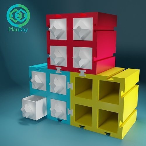 modular drawer 3d printing box storage structure container house 3D print model - Mito3D