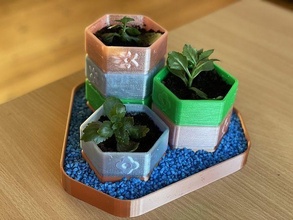 modular hexagon plant flower pot 3d print vase house decor 3d print model - Mito3D