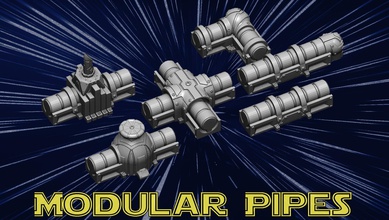 modular pipes futuristic technology pipe tube scifi sci fi starwars star wars terrain legion personalizable future fiction games toys game accessories 3d print model - Mito3D