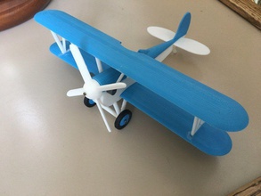 modular juguete biplano avión aeronave modelo equipo 3dprint imprimible experimental clásico aviación pasatiempo apuntalar pistón motor gratis hilado juguetes hélice juegos 3d print model - Mito3D