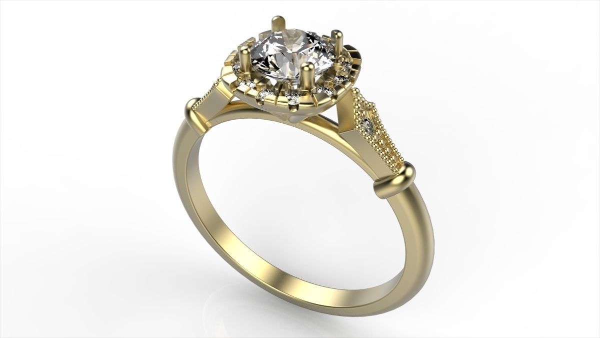 moissanite engagement ring jewelry diamond precious gold gem rings 3D print model - Mito3D