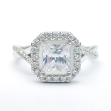 Moissanit Ring Engagement versprechen Benutzerdefiniert Schmuck Hochzeit Platin Silber Diamant 3dm Mode Ringe 3d print model - Mito3D