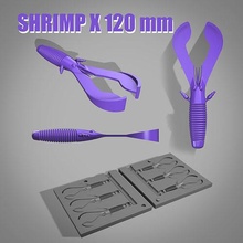 mold tff shrimp x 120mm 3d stl step file cnc print fishing pour open bass lure lake river hobby diy 3d print model - Mito3D