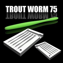 mold trout worm 75 mm stl step file cnc 3d print fishing pour open bass lure lake river hobby diy 3d print model - Mito3D