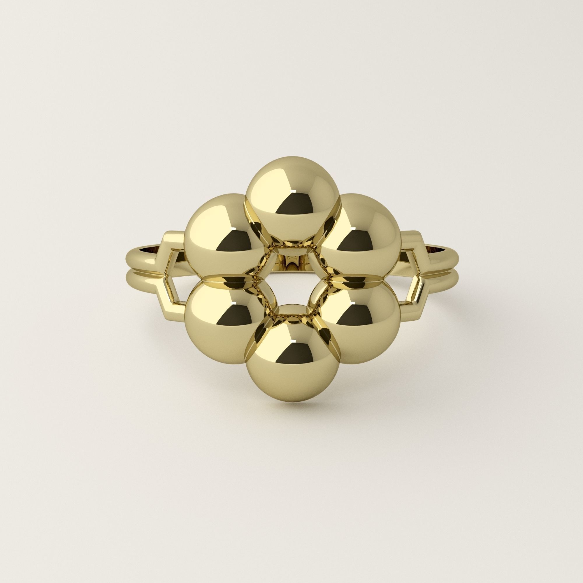 Molekül Design Ring Juwel Schmuck Ringe Rhodium Silber druckbar Geschenk Gold Frauen Weiß Star Mode elegant Sterling Hexagon Ball 3D print model - Mito3D