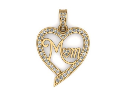 mom heart pendant 3d print model free printable sterling diamond ring silver jewel wedding engagement necklace jewellery apparel fashion beauty bracelate gold jewelry pendants 3d print model - Mito3D