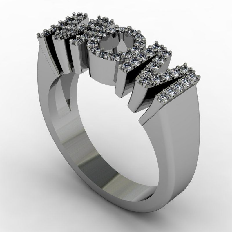 mom ring jewelry printable solid diamond rings gold 3D print model - Mito3D