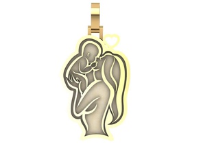 mom son pendant jewelry gold pendants 3d print model - Mito3D
