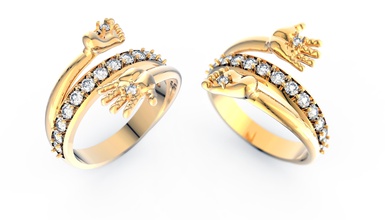 mãe jóias anel forwomen a moda ouro diamante anéis impressão reabov 14k jewelryring 3d print model - Mito3D