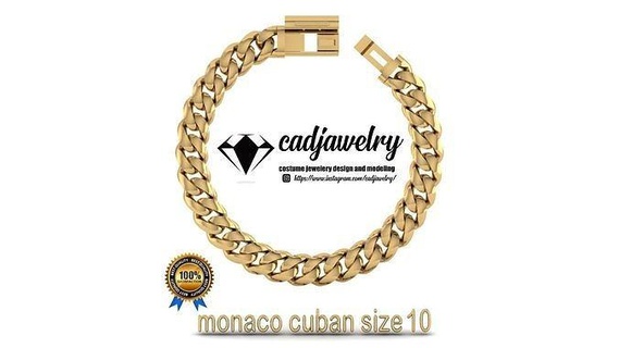 monaco cuban size10 jawelry chain miami gold yellow white rosse silver sterling 925 ring earing pendant necles braclet grillz tennis tention invisibelset jewelry 3d print model - Mito3D