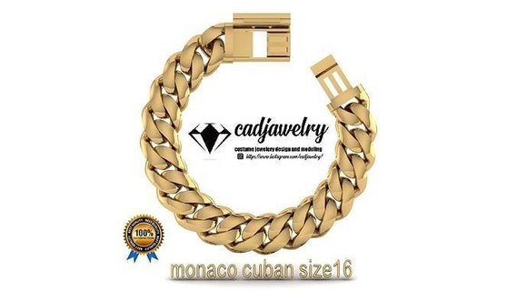 monaco cuban size16 jawelry chain miami link gold silver sterling ring earing pendant necles braclet grilz teniis enggagment wedding invisibel flower jewelry 3d print model - Mito3D