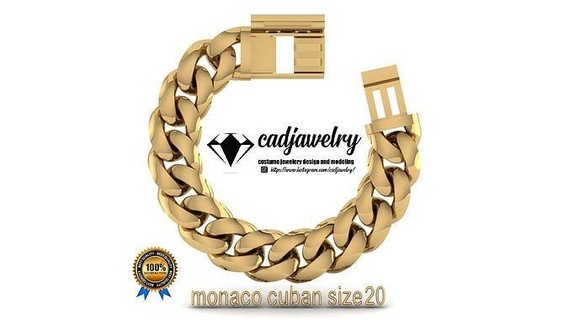 monaco cuban size20 jawelry chain miami link lock gold silver sterling ring earing pendant necles braclet grillz tenis enggagment wedding fasion jewelry necklaces 3d print model - Mito3D