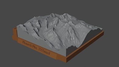 monarca mtn montanha panorama vulcão terreno Ambiente natureza fotogrametria elevação dem Ciência 3d print model - Mito3D