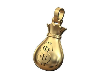 money bag pendant bail cash dollar necklace bling jewelry printable gold silver jewellery fashion swag 3d model hip hop pendants 3d print model - Mito3D