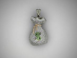 sac d'argent pendentif pierres précieuses bijoux 100 la banque le projet de loi factures dollar euro finances or l'argent escarcelle livre gem pierre précieuse briliant diamant cent pendentifs 3d print model - Mito3D