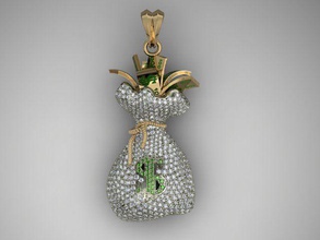 money bag pendant gems bank cash currency dollar euro finances gold hundred jewelry moneybag silver gem briliant diamond gemstone gift 100 pendants 3d print model - Mito3D