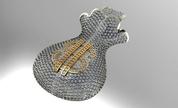 sac d'argent pendentif bijoux le diamant imprimable collier blanc pendentifs 3d print model - Mito3D