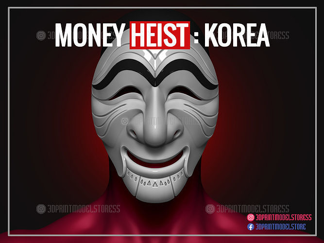argent braquage Corée masque cosplay costume Halloween casque Netflix fantôme film 3D print model - Mito3D