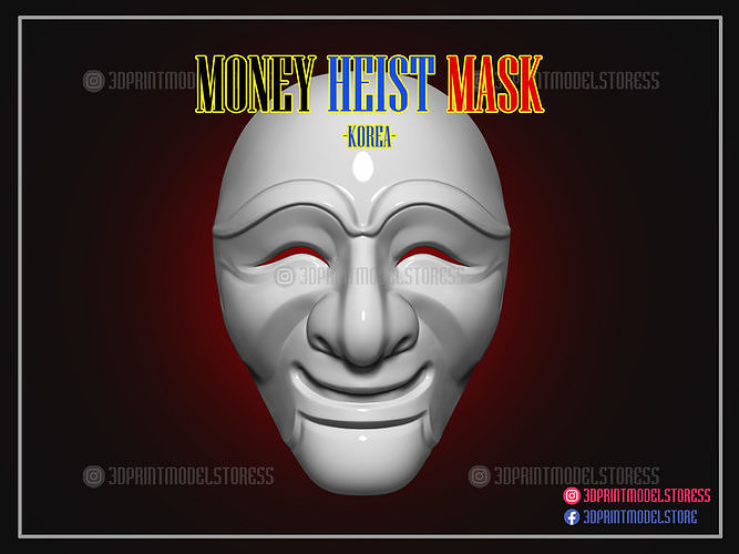 dinero atraco Corea máscara cosplay disfraz Víspera Santos casco hahoetal 3D print model - Mito3D