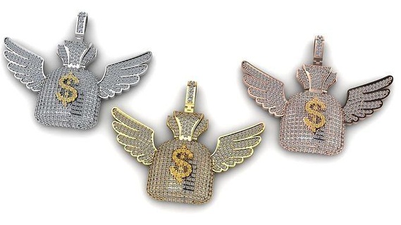 money pendant gold jewelry silver diamond jewellery jewel 3d printable pendants 3d print model - Mito3D