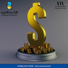 money sign ornament lucky stl 3dprinting 3dprint miniature toy arttoy figures miniatures videogames collectibles currency statue decoration fortune cute dollar lego house decor 3d print model - Mito3D