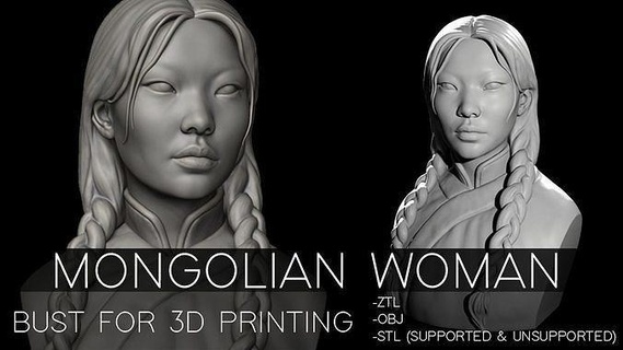 Moğolca Kadın büst 3dprint yazdırılabilir heykelcik heykel karakter Sanat heykeller 3d print model - Mito3D