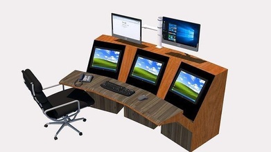 monitoring desk cctv technology desktop control display room security camera hobby diy electronics ergonomics surveilance chair 3d print model - Mito3D