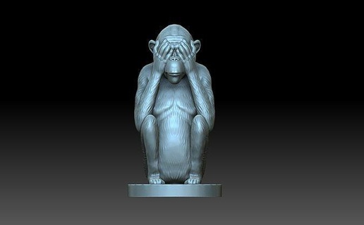 monkey eyes closed animal momkeybones simian orangutan chimpanzee art sculptures statue figurine 3d print model - Mito3D