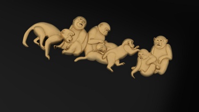 singe famille 183 chimpanzé or argent bijoux savane collier art sculptures 3d print model - Mito3D