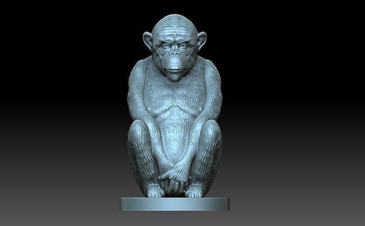 macaco estatueta chimpanzé primata orangotango sanzaru animal sambiki saru arte esculturas 3d print model - Mito3D