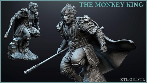 scimmia re delle scimmie carattere animale arte wukong scultura sunwukong guerriero 3dprint 3dprintable figura sculture Giochi giocattoli 3d print model - Mito3D