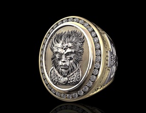 monkey king ring jewelry 3d printable stl jewelry rings ring gold silver platinum sterling gem gemstone fashion ring men ring gemstones men monkey king reliefe