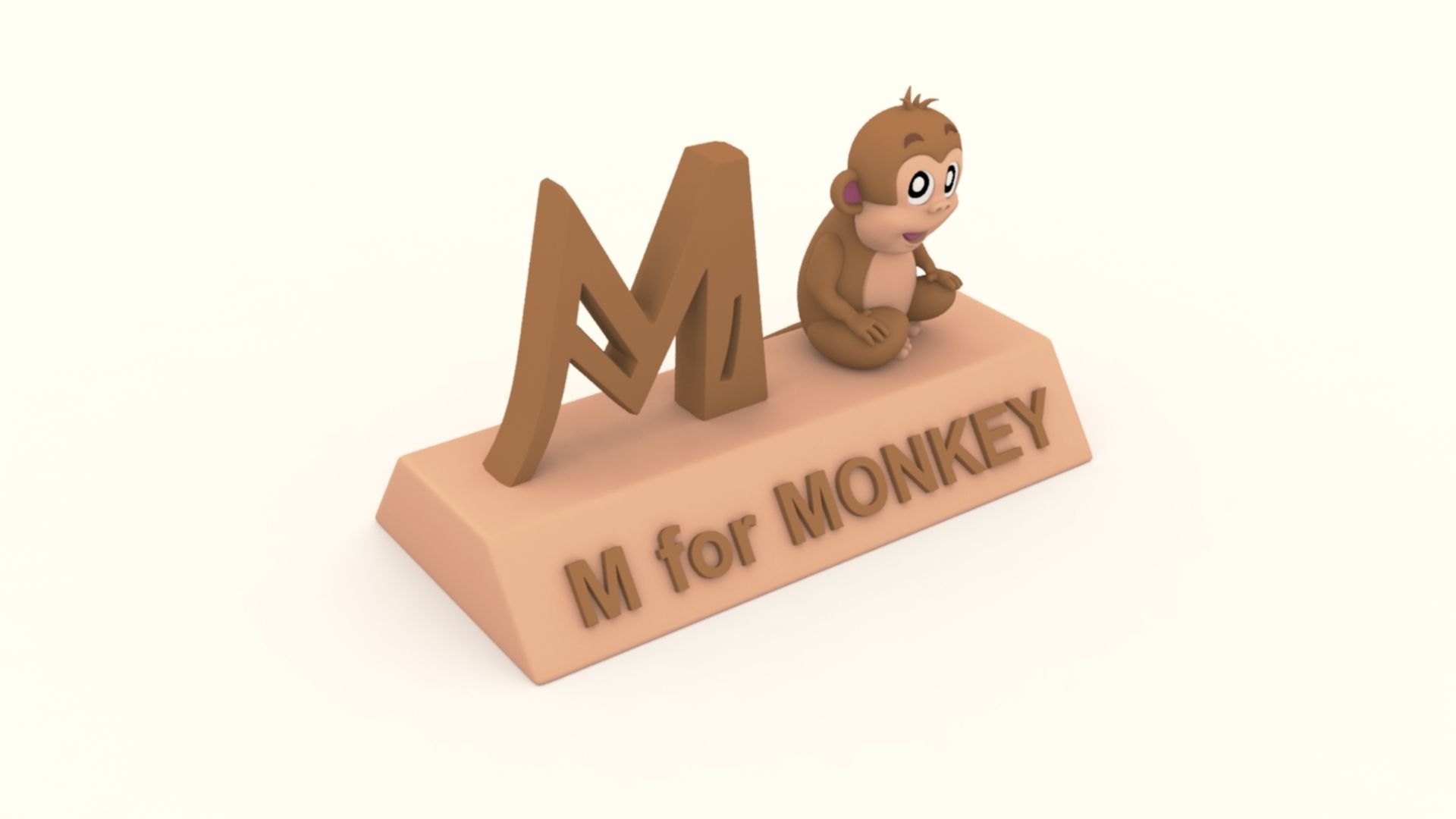 monkey model  monkey model art kids sculpture statue business presentation educational education learning illustration toy traditional alphabetical englishlearning character games toys games toys 3D print model - Mito3D