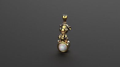 singe collier or opale mode mèche bijoux colliers 3d print model - Mito3D