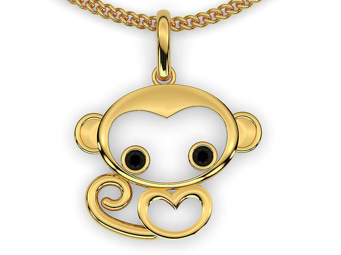 maymun kolye yazdırılabilir altın takı 3d model hayvan gümüş mücevher elmas sterlin moda güzellik düğün nişan aşk kedi 3D print model - Mito3D