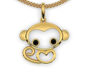 monkey pendant animal jewelry gold silver jewellery diamond sterling fashion beauty printable wedding engagement love necklace pendants cat 3d print model - Mito3D