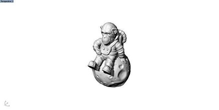 monkey sitting moon mask furniture desk screen china style pen holder electronic hobby diy 3d print model - Mito3D