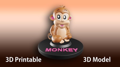 singe statue modèle figure illustration art animal traditionnel dessin animé jouet imprimable 3d nature Jeux jouets 3d print model - Mito3D