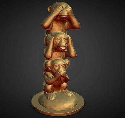 singe totem entendre no mal sculpture art décoration élan scanné maison décor 3d print model - Mito3D