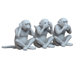 monkeys three blind deaf dumb a monkey primacy animal chimpanzees sculpture statue art sculptures 3d print model - Mito3D