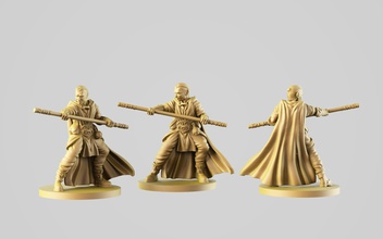 monk figurine of man holding sword monaco warrior stick fantasy adventurers buddha religion god role playng boardgame miniature dungeons dragons games toys game accessories 3d print model - Mito3D