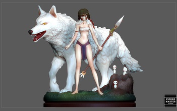 mononoke hime miyazaki hayao anime fille sauvage personnage joli sculptures femelle mignonne art femme 3d print model - Mito3D